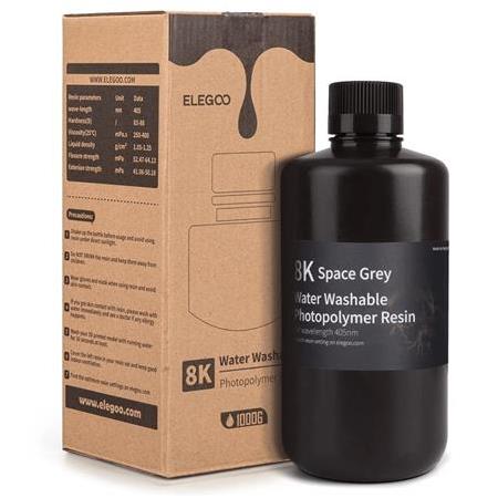 Elegoo Suda Yıkanabilir 8K Reçine 1 Kg (Space Gray)